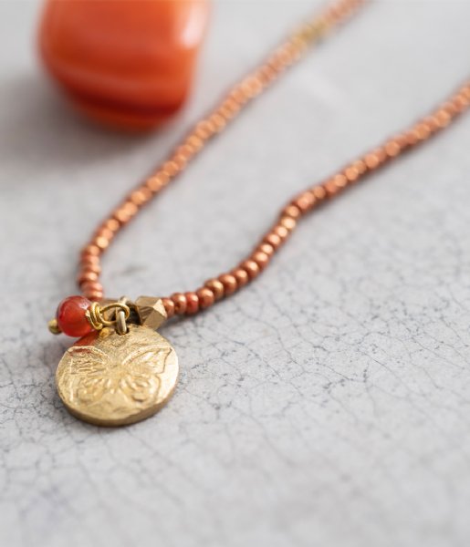 A Beautiful Story  Truly Carnelian Butterfly Gold plated red