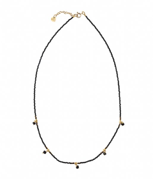 A Beautiful Story  Cocoon Black Onyx Gold Necklace gold colored