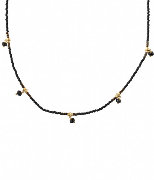 A Beautiful Story  Cocoon Black Onyx Gold Necklace gold colored