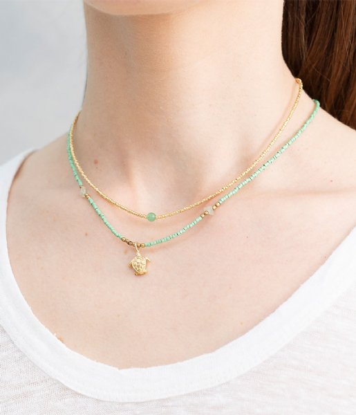 A Beautiful Story  Flora Aventurine Gold Necklace gold colored