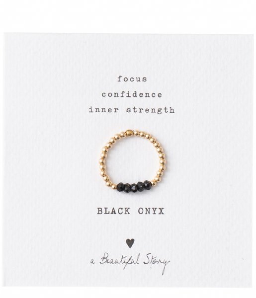 A Beautiful Story Ring Beauty Black Onyx Gold Ring S/M black gold (BL22475) A Beautiful Story Ring Beauty Black Onyx Gold Ring S/M black gold (BL22475)