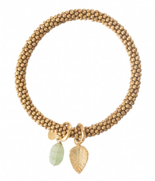 A Beautiful Story  Jacky Aventurine Leaf Gold Plated Bracelet gold plated (BL23256)