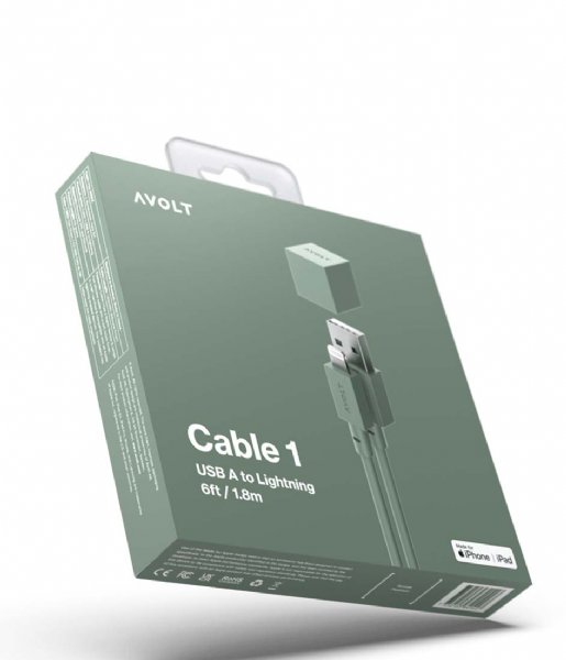 Avolt  Cable 1 USB A to lightning Oak Green (C1-USB-C89-18-GR)