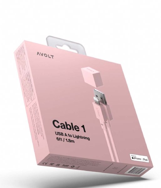 Avolt  Cable 1 USB A to lightning Old Pink (C1-USB-C89-18-P)