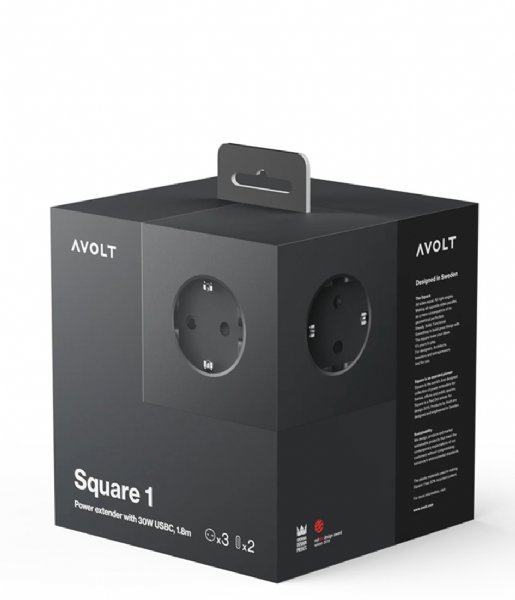 Avolt  Square 1 with 30W Dual USBC & Magnetic Base 1.8m Stockholm Black