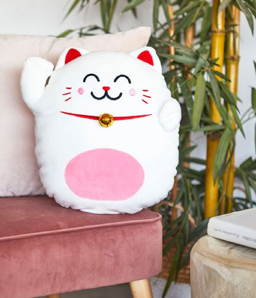 Balvi Poduszkę dekoracyjne Cushion Mr Wonderful Lucky Cat White