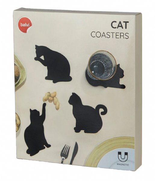 Balvi  Coasters Cat 4x Black