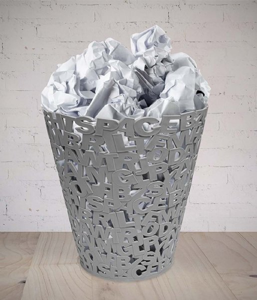 Balvi Kosz do przechowywania Wastebasket Letters Plastic Grey