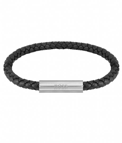 BOSS  Bracelet Braided Leather Zwart
