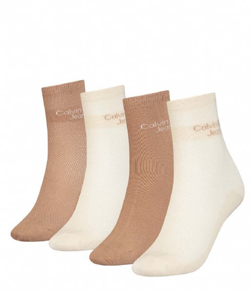 Calvin Klein Sokken Short Sock 4-Pack Tin Mesh Giftbox Brown Combo (002)