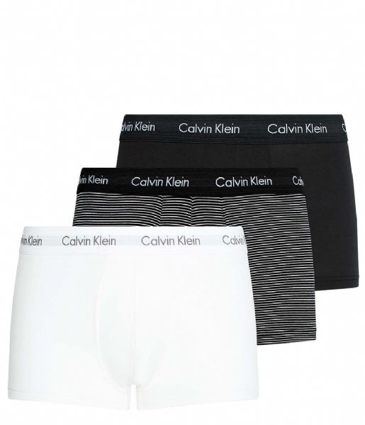 Calvin Klein  3P Low Rise Trunk white stripe black (IOT)