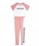 Calvin Klein  Girls Knit Pj Set Short Sleeve And Legging Pinkmocha W White (0VO)