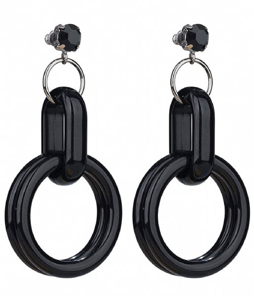 Camps en Camps Oorbellen Marble Double Hoops Zwart Camps en Camps Oorbellen Marble Double Hoops Zwart