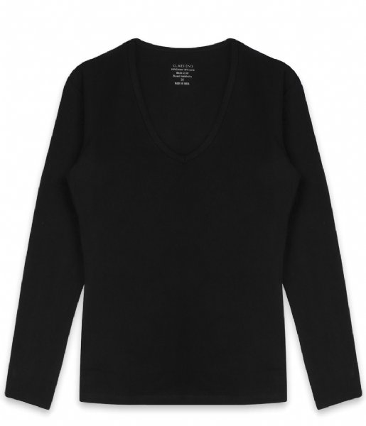 Claesens  V-Neck T-Shirt LS Black