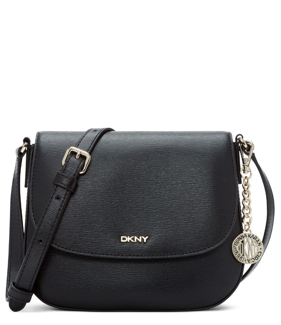 DKNY Bryant Park White Saffiano Leather Top Zip Cross-Body Bag