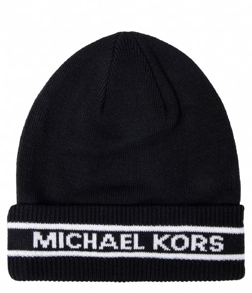 Michael Kors  Rib Logo Stripe Cuff Hat Black (001)