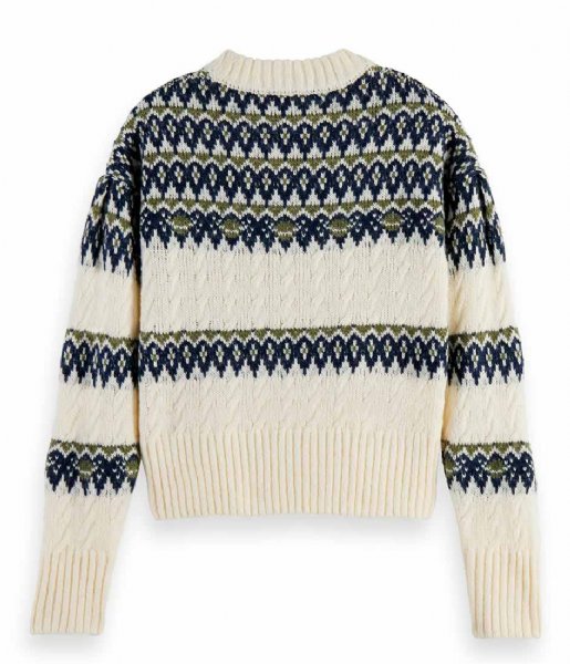 Scotch and Soda  Fair Isle Knitted Cable Pullover Aged White (0402)