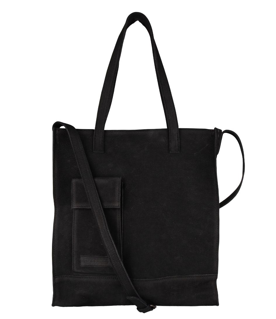 Shabbies Shoppers Shoppingbag Vegetable Tanned Leather Zwart online kopen