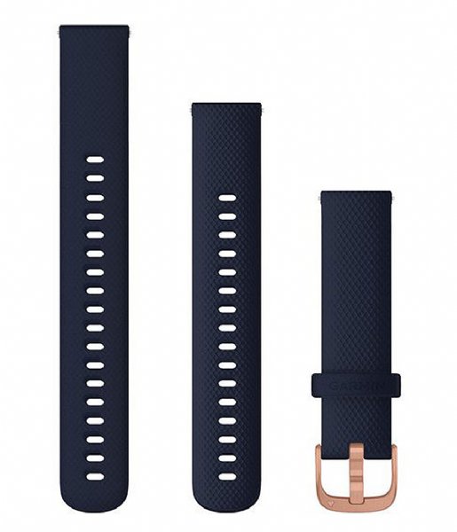 Garmin Smartwatch Quick release Silicone watch strap 18 mm Navy blue with rosegold colored hardware