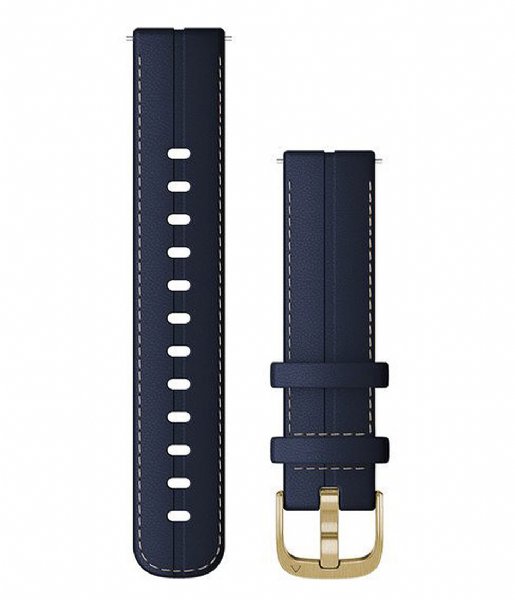 Garmin  Quick release leather watch strap 18 mm Blue with light gold colored hardware