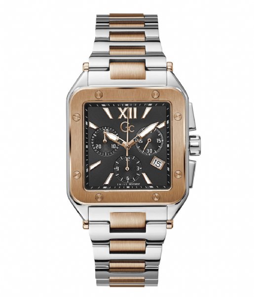 Gc Watches  Gc Couture Square Mens Z08001G2MF Silver Rosegold