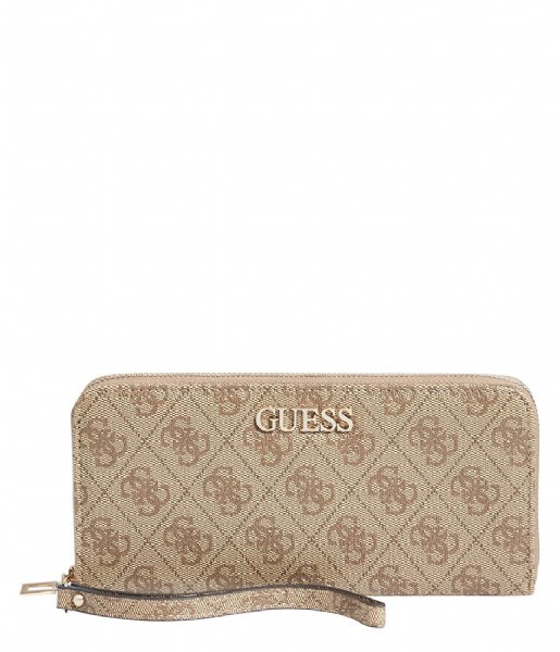 Guess  Alby Slg Large Zip Around Latte Logo
