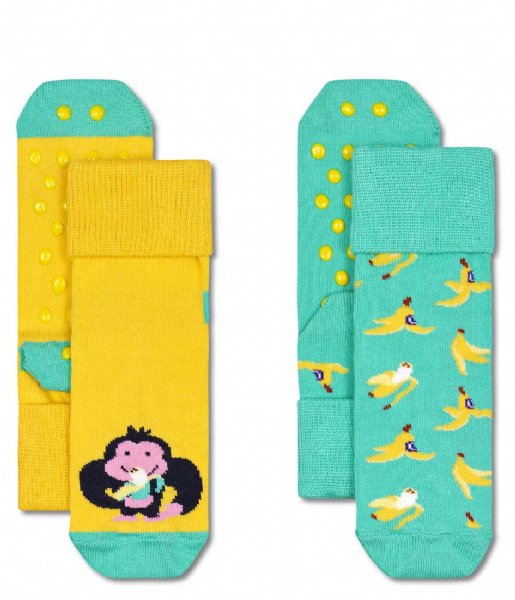 Happy Socks Sokken 2-Pack Kids Monkey & Banana Anti Slip Kids Monkey & Banana Anti Slip