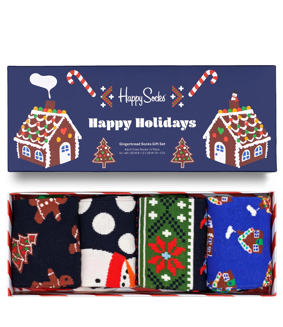 Happy Socks Sokken 4 Pack Gingerbread Cookies Socks Gift Set Blauw online kopen