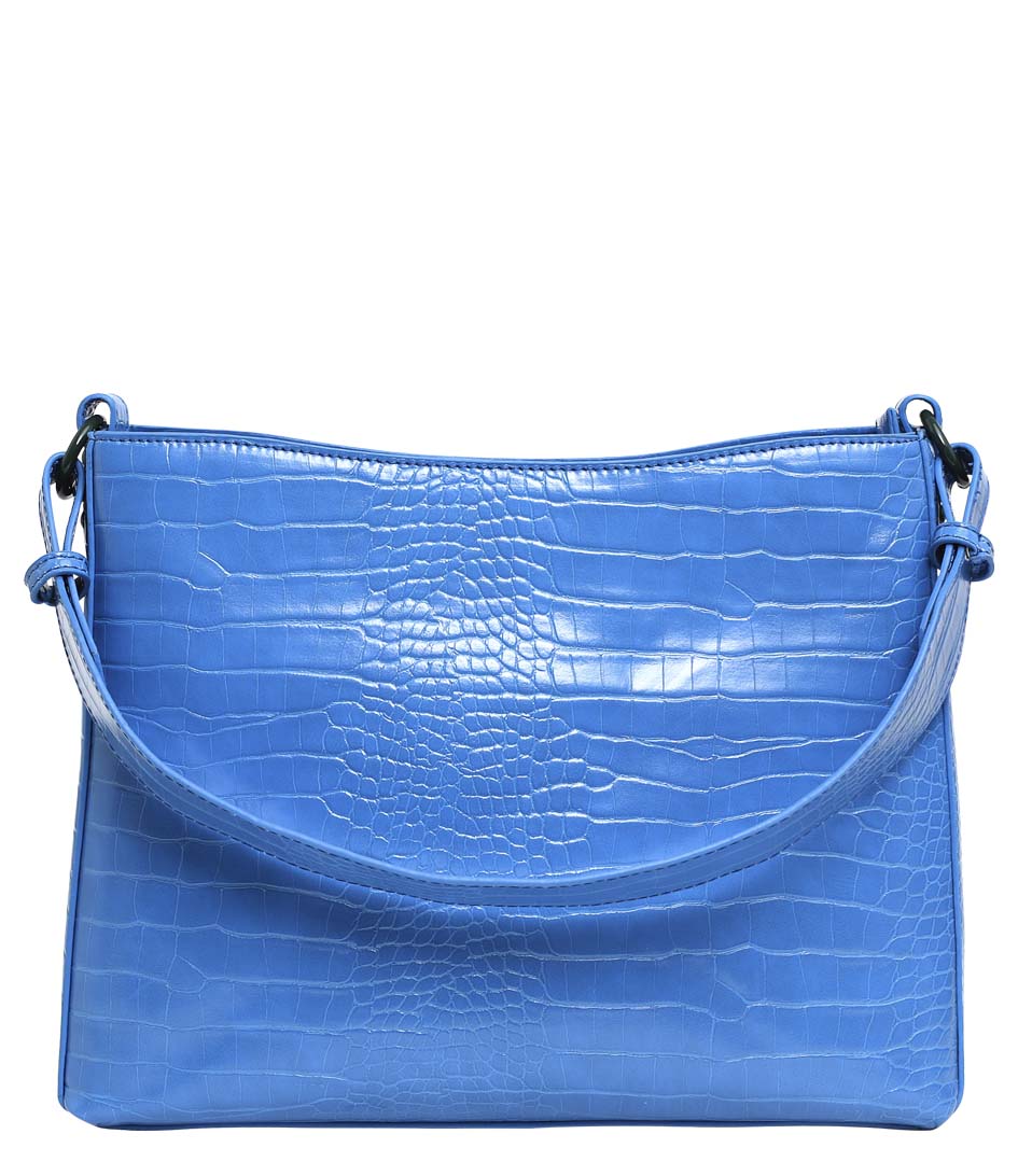 HVISK Handbag Amble Matte Croco Blue Pool (201) | The Little Green Bag