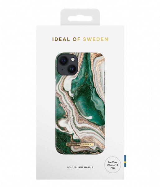iDeal of Sweden  Fashion Case iPhone 14 Plus Golden Jade Marble (98)