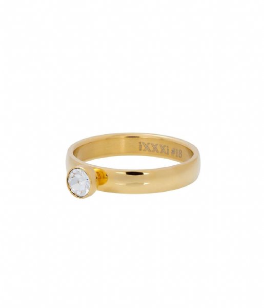 iXXXi Ring Zirconia 1 Stone Crystal Gold colored (001)