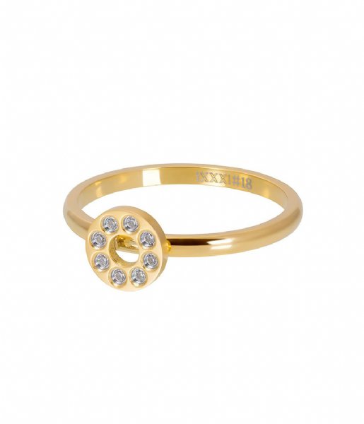iXXXi Ring Flat Circles Crystal Stone Gold colored