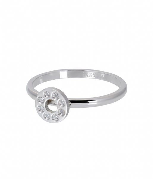 iXXXi Ring Flat Circles Crystal Stone Silver colored