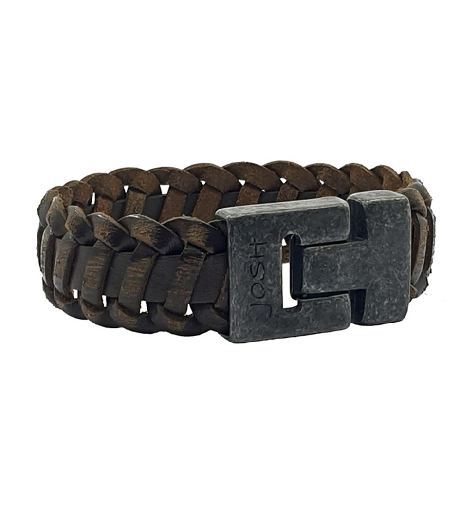 Josh Armbanden Raw Sanded Braid Donkerbruin