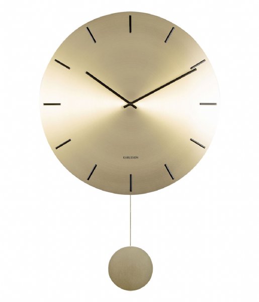 ik ontbijt uitspraak Veraangenamen Karlsson Wandklok Wall clock Impressive pendulum Gold with Black (KA5862GD)  | The Little Green Bag