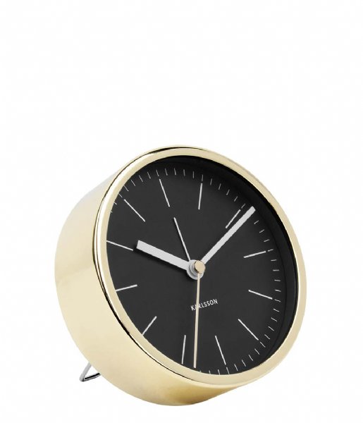 Karlsson  Alarm clock Minimal BOX32 Design black shiny gold colored case (KA5683BK)