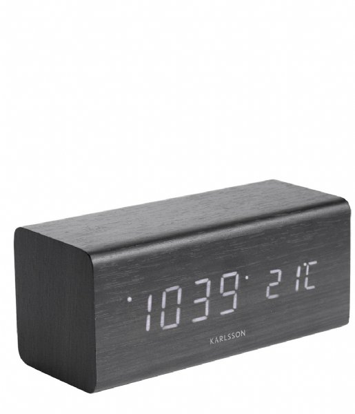 Karlsson  Alarm clock Block veneer white LED Black (KA5652BK)