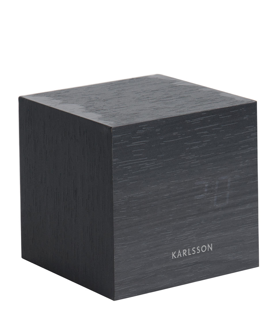 Karlsson Wekker Alarm clock Mini Cube veneer, white LED Black (KA5655BK
