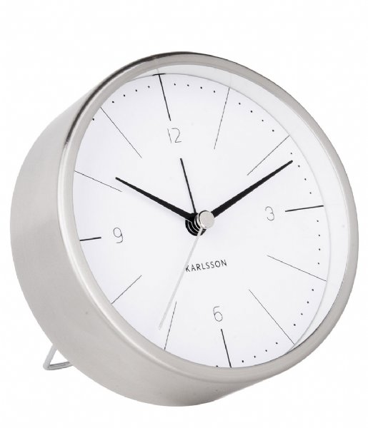 Karlsson  Alarm clock Normann brushed steel White (KA5670WH)
