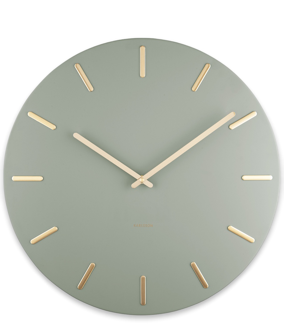 Karlsson Wandklok Wall clock Charm steel with gold battons Jungle Green