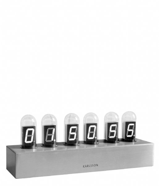 Inwoner Eik Verzadigen Karlsson Tafelklok Table Clock Cathode Base, White Led Brushed Steel  (KA4208) | The Little Green Bag