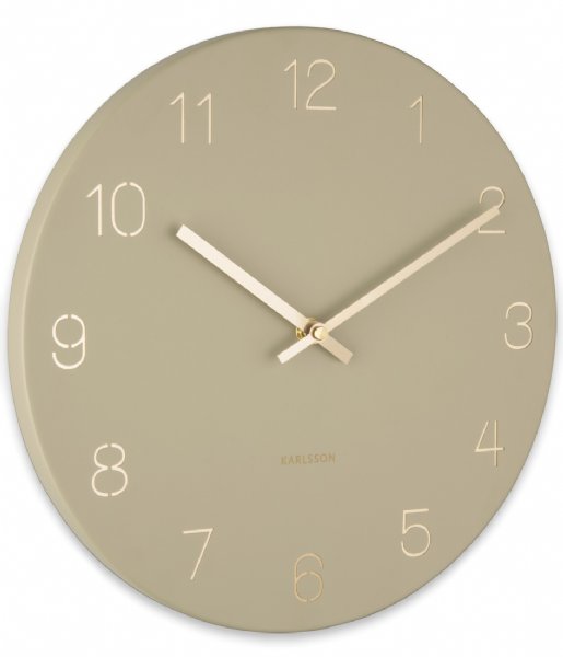 Karlsson  Wall Clock Charm Engraved Numbers Small Olive Grn (KA5788OG)