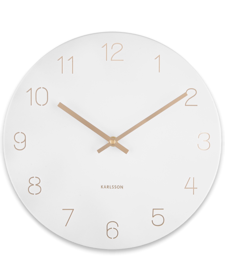 Karlsson Wandklok Wall Clock Charm Engraved Numbers Small White (KA5788WH) The Little Green Bag