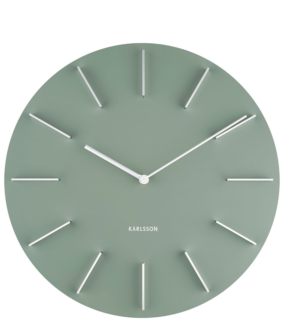 Karlsson Wanduhren Wall Clock Discreet W. Silver Jungle Green (KA5783GR