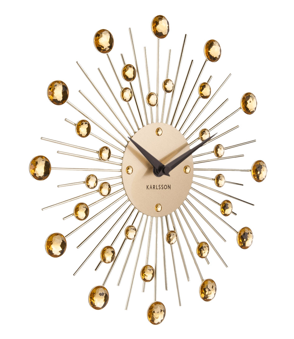 Karlsson Wandklok Wall Clock Sunburst Crystal Medium Gold (KA4860GD