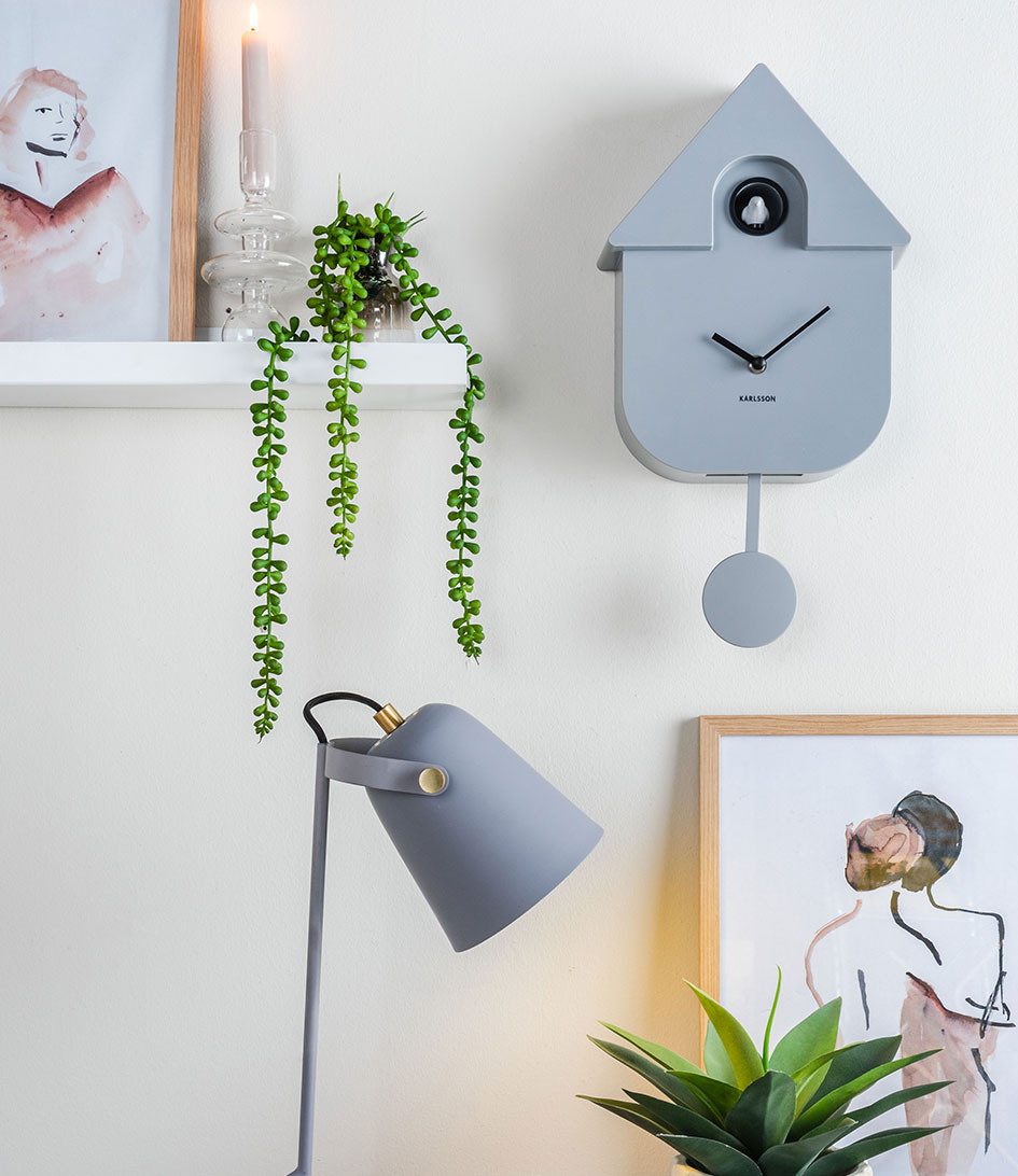 Karlsson Wandklok Wall clock Modern Cuckoo ABS Mouse Grey (KA5768GY