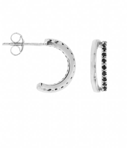 Karma Oorbellen Symbols XL Half Hoops Black Zirconia Zilver (M2986B) Karma Oorbellen Symbols XL Half Hoops Black Zirconia Zilver (M2986B)