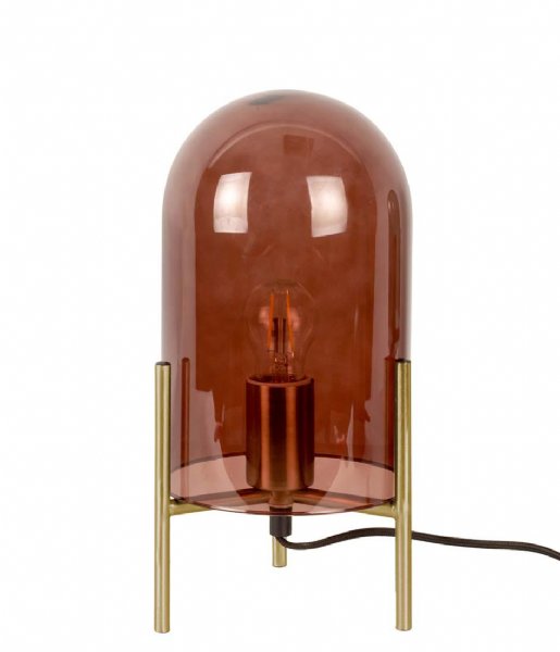 Leitmotiv Lampa stołowa Table lamp Glass Bell gold frame Chocolate Brown (LM1979DB)