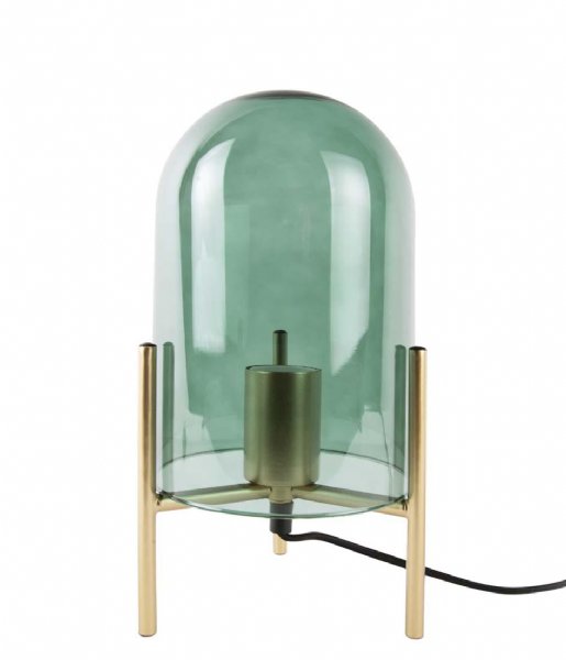 Leitmotiv Lampa stołowa Table lamp Glass Bell gold frame Jungle Green (LM1979GR)