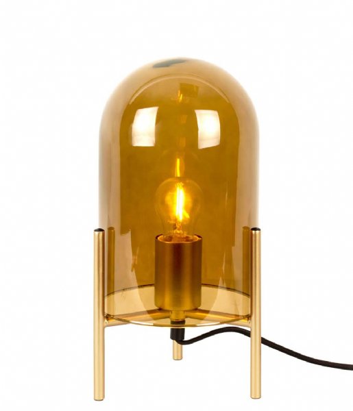 Leitmotiv Lampa stołowa Table lamp Glass Bell gold frame Moss Green (LM1979MG)